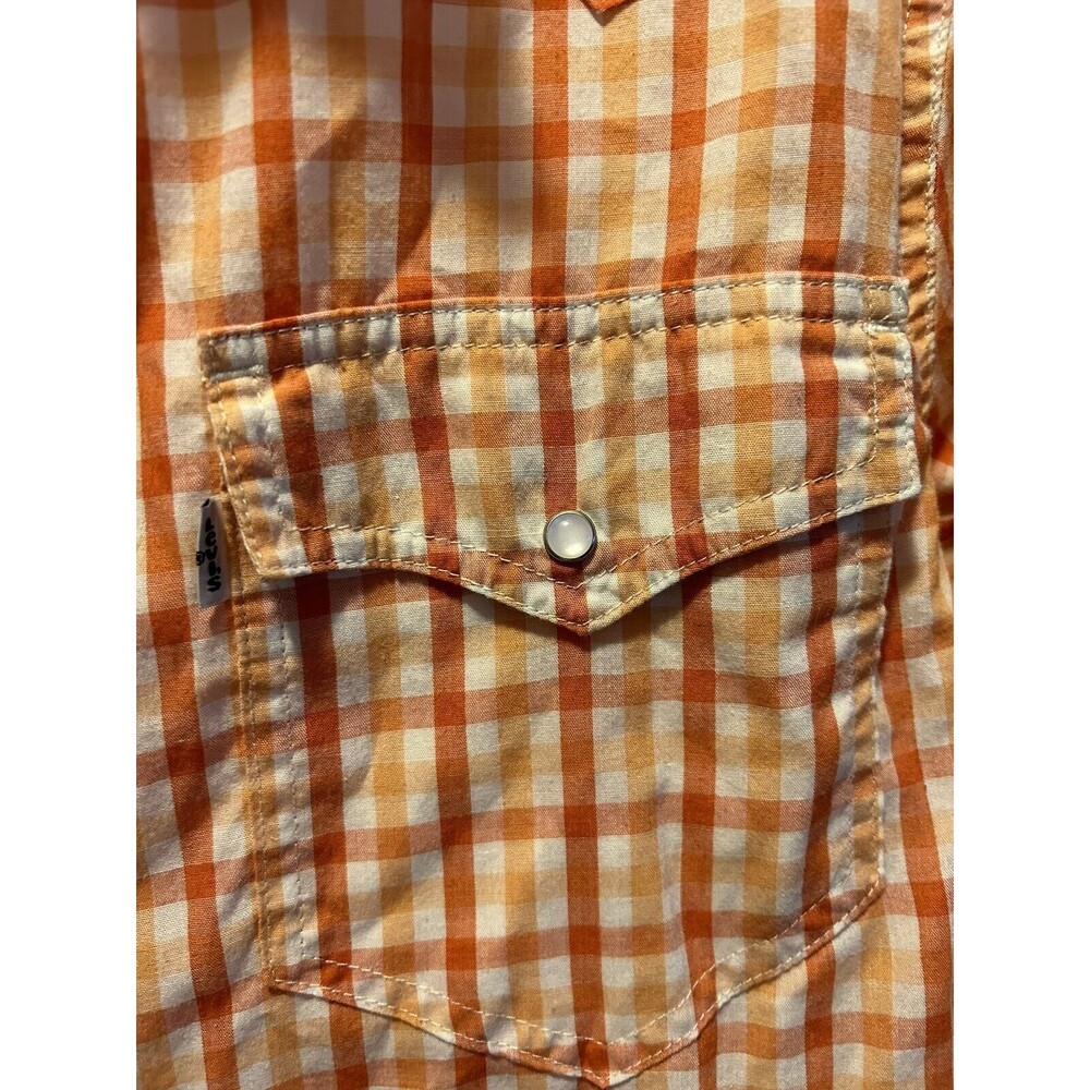 Levis Modern Plaid Western Shirt Mens Size Large Long Sleeve Pearl Snap Vintage - Picture 4 of 9
